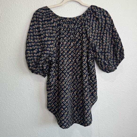 Anthropologie Pilcro Boho Printed Button Front Rounded Hem Blouse Top Medium - Picture 5 of 9